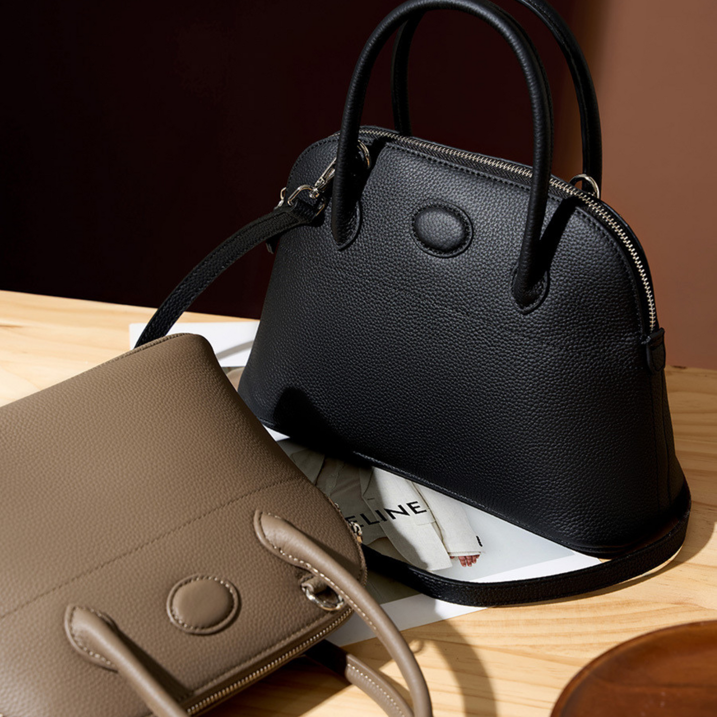 Hermes Bolide Inspired Leather Handbag