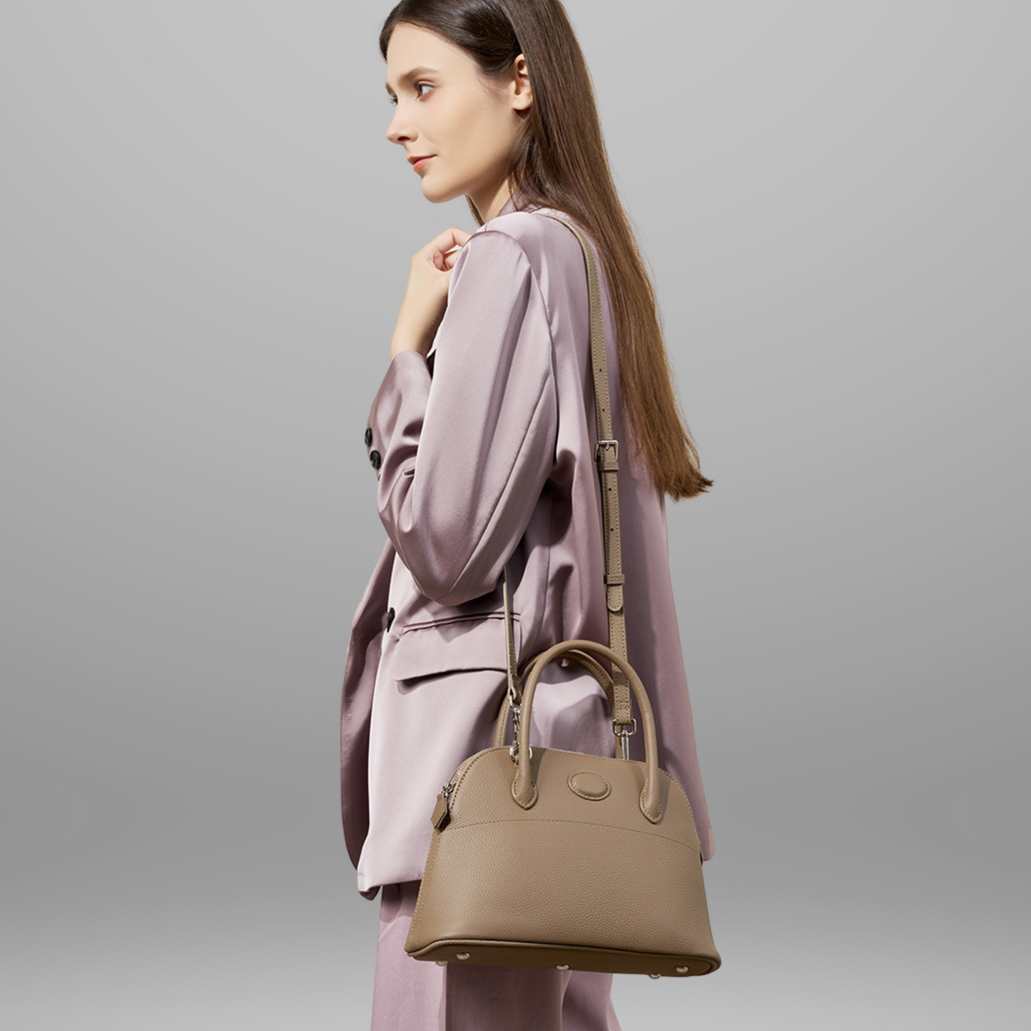 Hermes Bolide Inspired Leather Handbag