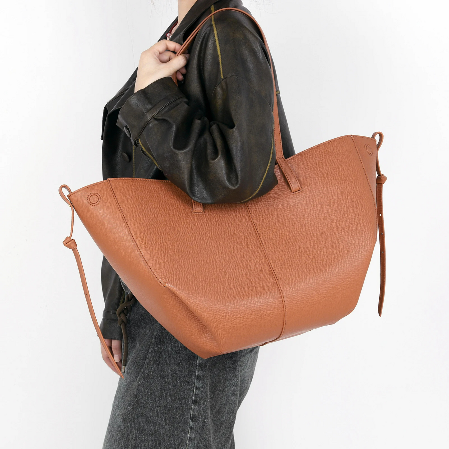 Polène Cyme inspired Textured Leather Bag