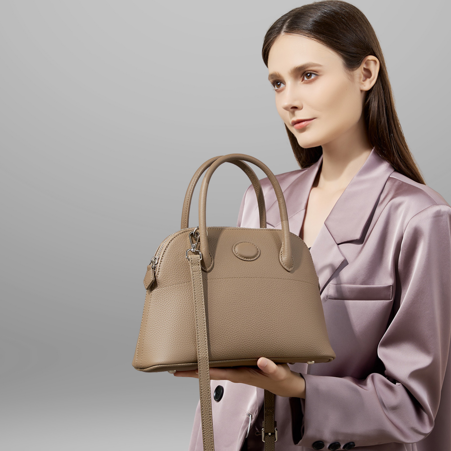 Hermes Bolide Inspired Leather Handbag
