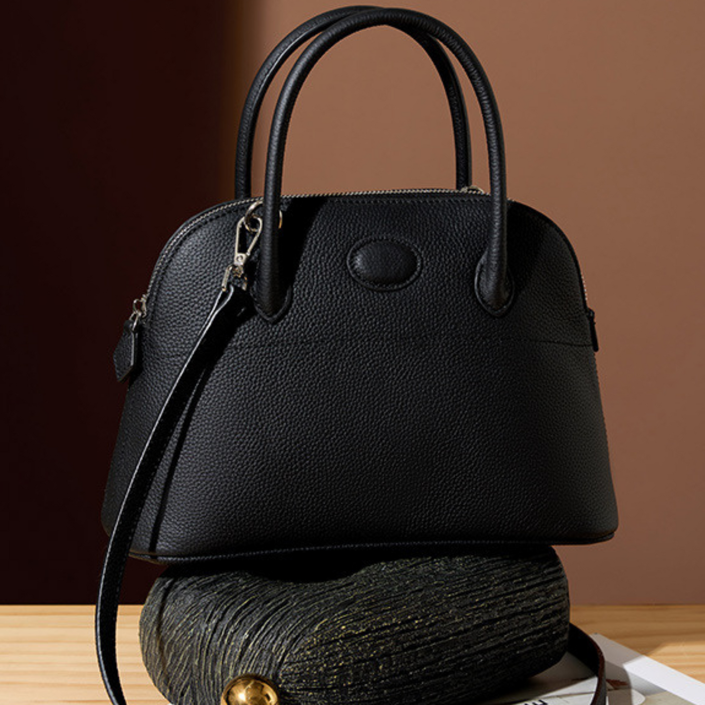 Hermes Bolide Inspired Leather Handbag