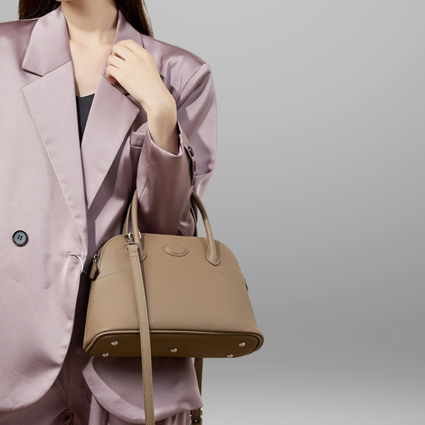 Hermes Bolide Inspired Leather Handbag