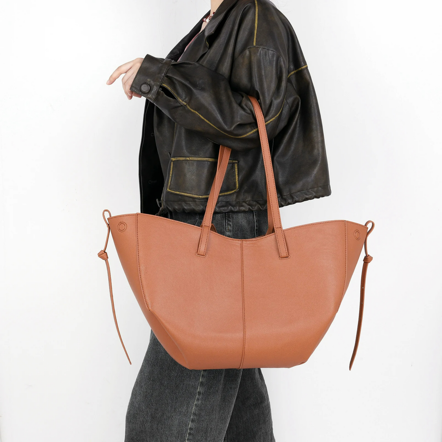 Polène Cyme inspired Textured Leather Bag